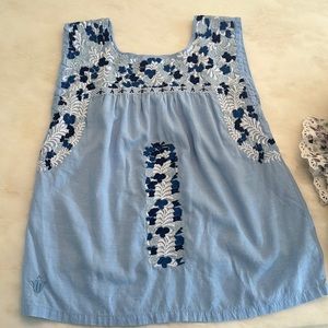 J. Marie Stockton Sleeveless Top, Size xs, blue/navy/white